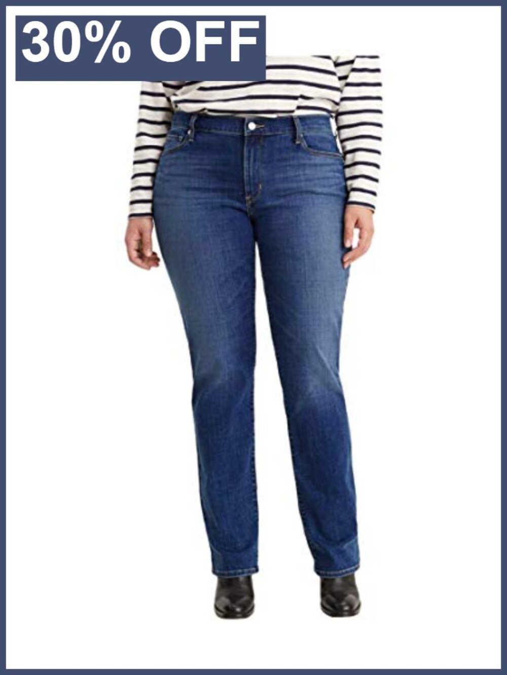 Plus Size Classic Straight Leg Mid Rise Jeans Zip Fly Denim